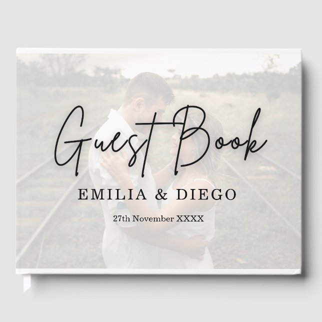Custom Wedding Guest Book with Couple's Photo  (Front)