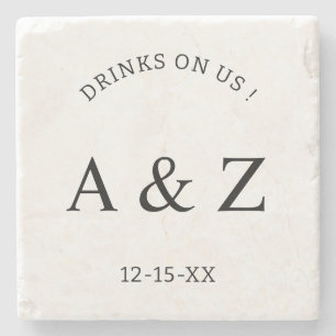 Custom Wedding Guest Favours Personalised Text Stone Coaster
