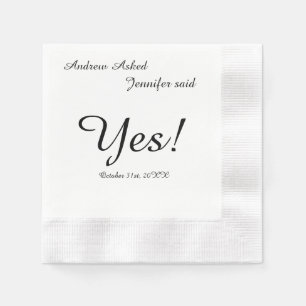 Custom Wedding He Asked She Said Yes Beverage  Napkin