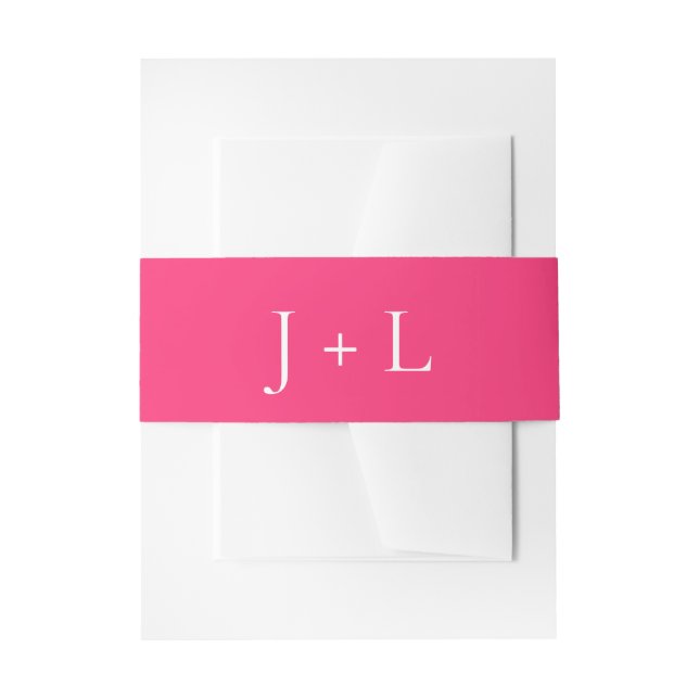 Custom Wedding Invitation Belly Band Hot Pink (Front Example)