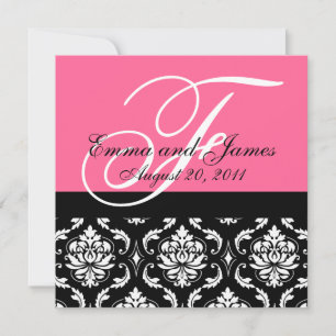 Custom Wedding Invitation Monogram Names Damask