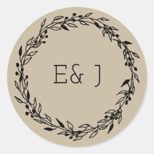 Custom Wedding Invitation Seal Kraft hand Drawn