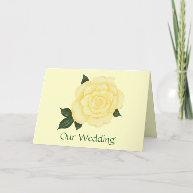 Custom Wedding Invitations Cards, Yellow Rose (Front)