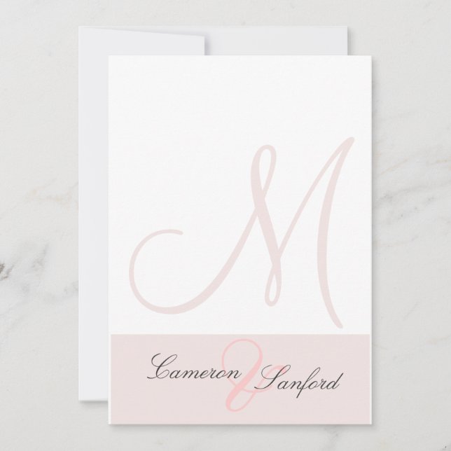 Custom Wedding Invitations Monogram/graphite/pink (Front)