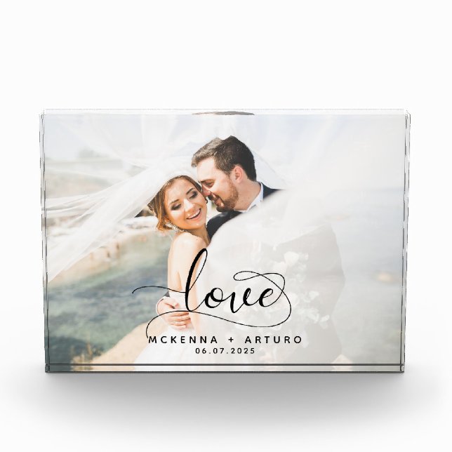 Custom Wedding Love Script Photo Block (Front)