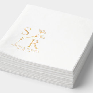 Custom wedding Monogram | initials, names & date Foil Napkins