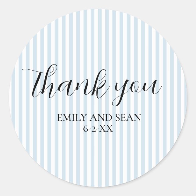 Custom Wedding Name Thank You Classic Round Sticker (Front)