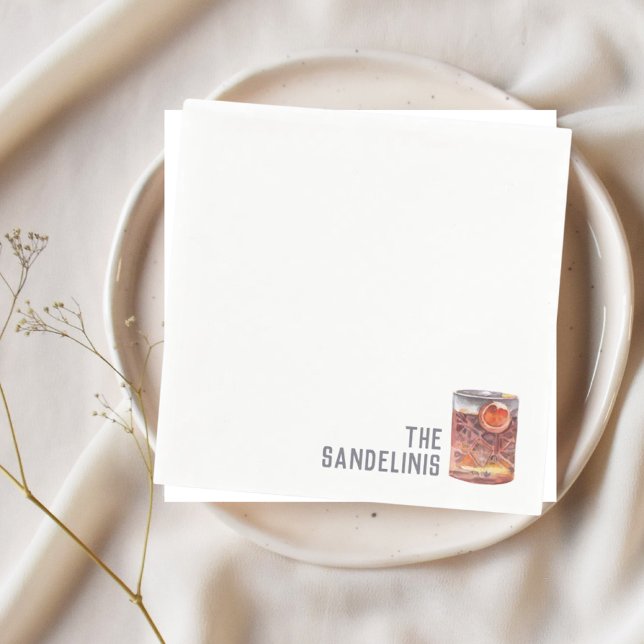 Custom Wedding Napkins Negroni Cocktail Hour (Signature wedding Drink Negroni Cocktail Napkins)