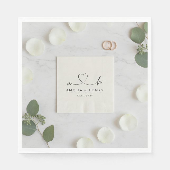 Custom Wedding Napkins: Personalised Monogram, Ele Napkin (Front)