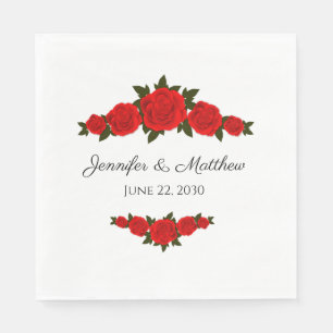 Custom Wedding Napkins with Red Roses