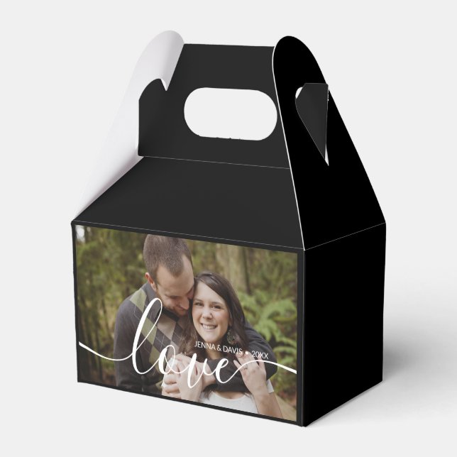 Custom Wedding Photo Black Favour Box (Front Side)