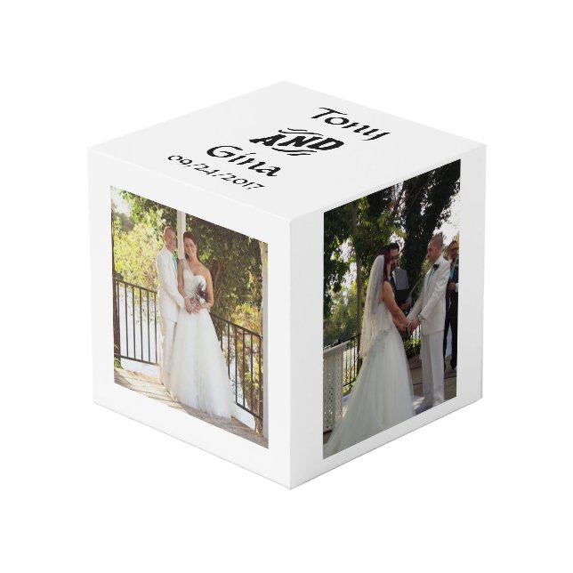 Custom Wedding Photo Block Cube (Front Angled)