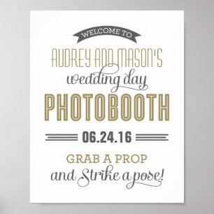 Custom Wedding Photo Booth Sign   Antique Gold