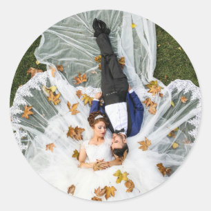 Custom Wedding Photo Classic Round Sticker