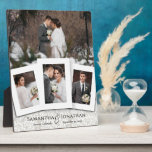 Custom Wedding Photo Collage  Plaque<br><div class="desc">Elegant wedding photo collage plaque features one landscape and three portrait-orientated photos. Easily add your names,  wedding location and wedding date.  Custom Wedding Photo Collage plaque.</div>