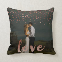 Custom wedding photo faux rose gold love text