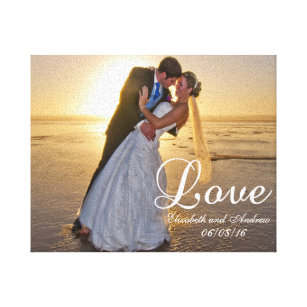 Custom Wedding Photo Love Name Canvas Print