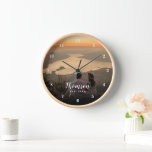 Custom Wedding Photo Monogrammed Clock<br><div class="desc">Create a special one of a kind round or square wall clock personalised with your wedding photo, name monogram and established date. The design features simple modern fonts overlaid onto your full bleed photo. Use the design tools to choose any fonts and colours to match your own home decor style....</div>