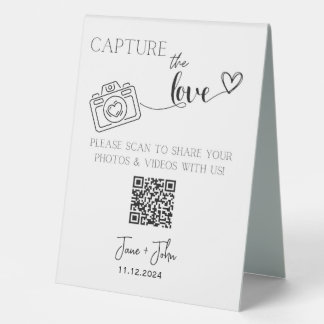 Custom Wedding Photo QR Code Sign Capture the Love