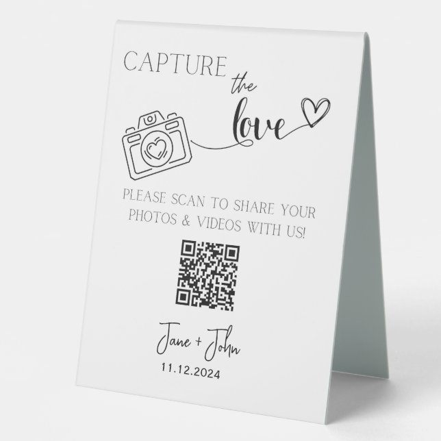 Custom Wedding Photo QR Code Sign Capture the Love (Front)
