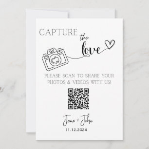 Custom Wedding Photo QR Code Sign Capture the Love Invitation