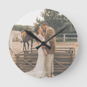 Custom Wedding Photo Round Clock