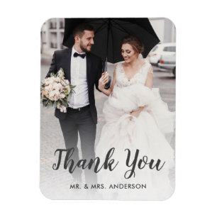 Custom Wedding Photo Script Thank You Magnet
