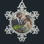 Custom Wedding Photo Snowflake Ornament<br><div class="desc">Simple and pretty this minimalist typography "first married Christmas" ornament is easy to personalise with a favourite photo,  year and joint surname.</div>