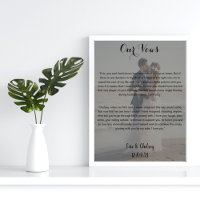custom wedding photo with wedding vows faded gray