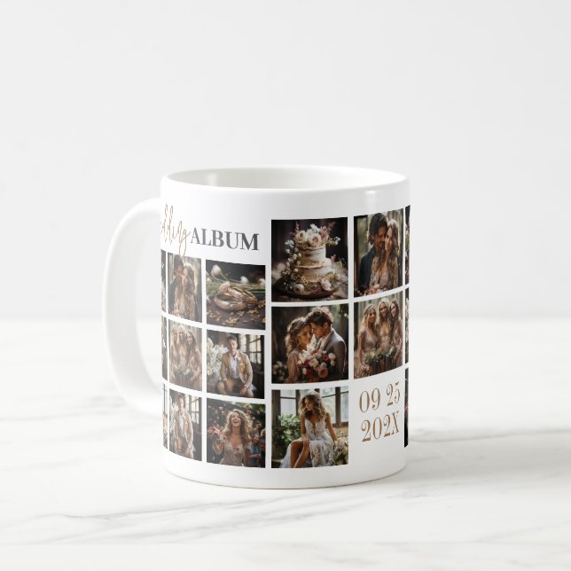 Custom Wedding Photos Custom Text Coffee Mug (Front Left)