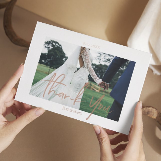 Custom Wedding Real Foil 2 photos Thank You Cards (Creator Uploaded)