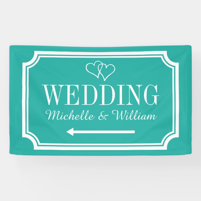 Custom wedding reception direction sign banner (Horizontal)