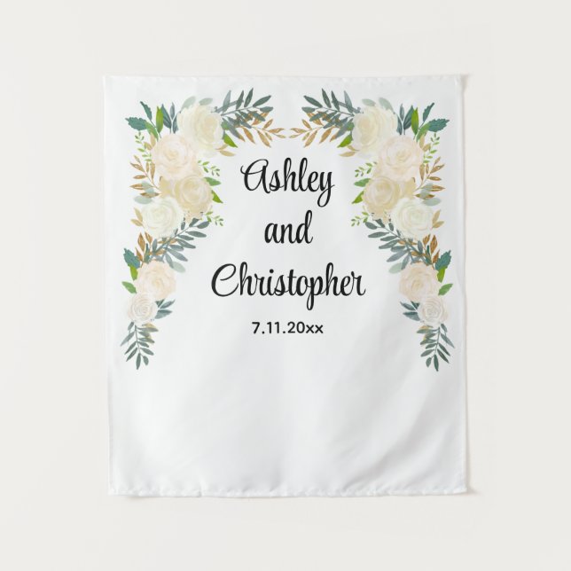 Custom Wedding Reception Personalised Photo Booth Tapestry (Front)