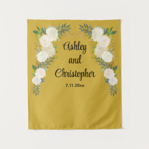 Custom Wedding Reception Prop Personalised Floral Tapestry