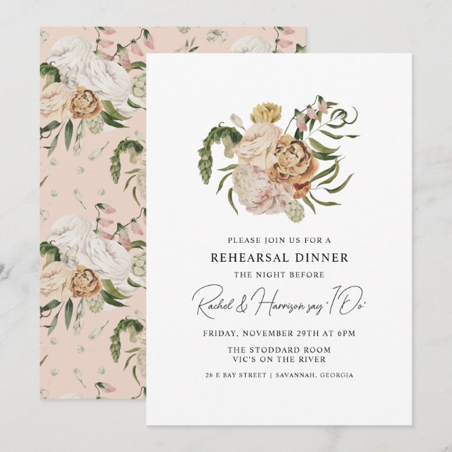 Custom Wedding Rehearsal Dinner Invitation (Front/Back)
