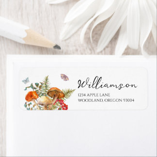 Custom Wedding Return Labels | Woodland Mushrooms