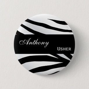 Custom Wedding Role Black White Tiger Print 6 Cm Round Badge