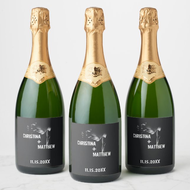 Custom Wedding Romantic Sparkling Wine Label (Bottles)