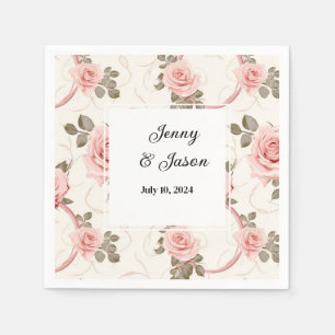 Custom Wedding Roses Paper Napkins