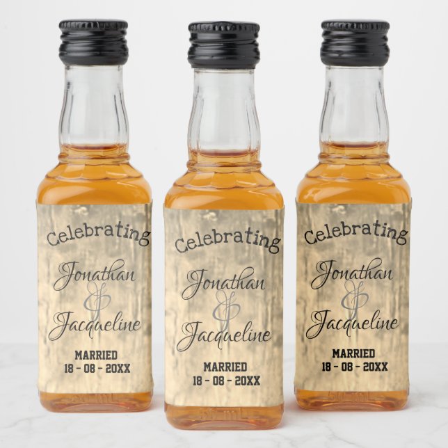 Custom Wedding Rustic Chic Mini Liquor Labels (Bottles)
