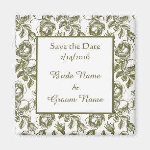 Custom Wedding Save the Date Golden Roses Magnet