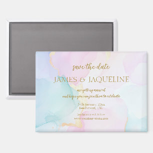 Custom Wedding Save the Date Watercolour Pastels Magnet