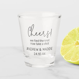 Custom Wedding Shot Glass Cheers We Tied the Knot
