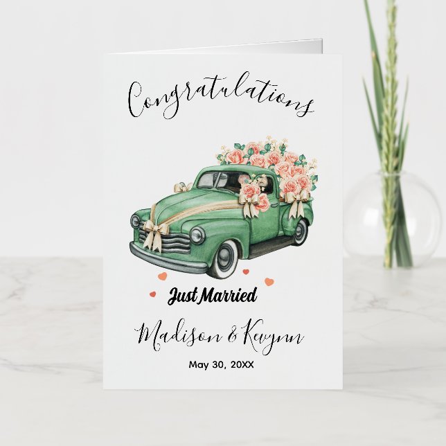 Custom Wedding Shower - Just Married Foil Greeting Card (Front)