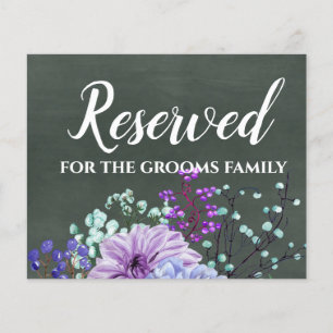 Custom Wedding Signs Chalkboard Purple Mint Floral