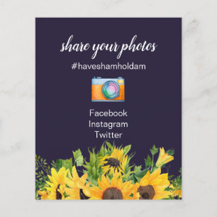 Custom Wedding Signs Navy Blue Yellow Sunflowers