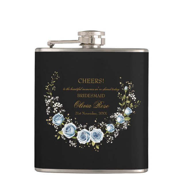 Custom Wedding Souvenir BRIDESMAID Hip Flask (Front)