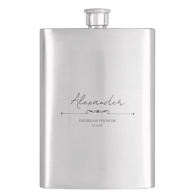 Custom Wedding Souvenir Father of the Bride  Hip Flask (Front)