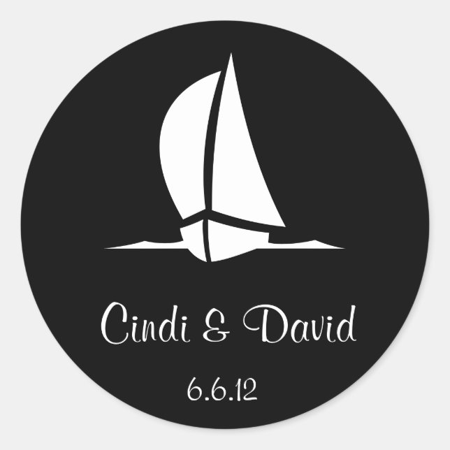 Custom Wedding Sticker Sailboat (Front)