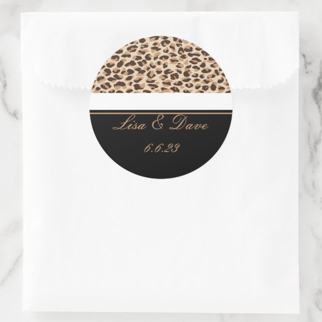 Custom Wedding Stickers Leopard Print (Bag)